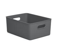TATAY Paniers et Boîtes de Rangement Plastique 15 L Baobab | Boîte Organisatrice | Poignées Intégrées | Design Compact et Polyvalent | Plastique Sans BPA | 29,4 x 38,5 x 16 cm, Gris
