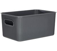 TATAY Paniers et Boîtes de Rangement Plastique 5 L Baobab | Boîte Organisatrice | Poignées Intégrées | Design Compact et Polyvalent | Plastique Sans BPA | 18,1x27,2x13 cm, Gris
