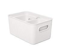 TATAY Paniers et Boîtes de Rangement Plastique Baobab | Set de 3 Boîtes Organisatrices | Poignées Intégrées | Design Compact et Polyvalent | Plastique Recyclé Sans BPA | 18,7 x 27,8 x 13,3 cm, Blanc
