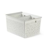 TATAY Paniers et Boîtes de Rangement Plastique Bohol | Set de 4 Boîtes Organisatrices | Système Modulaire Empilable | Poignées Intégrées | Plastique Recyclé Sans BPA | 30×39×21,5 cm, Blanc