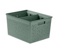 TATAY Paniers et Boîtes de Rangement Plastique Bohol | Set de 4 Boîtes Organisatrices | Ventilation | Système Modulaire Empilable | Poignées Intégrées | Plastique Recyclé Sans BPA | 30×39×21,5cm, Vert