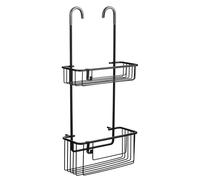 TATAY Porte-Douche Suspendu 2 Niveaux Aluminium | Anti-humidité et Anticorrosion | Supporte 8kg | Montage Facile Sans Perçage | Design Moderne | Panier Douche à Drainage Rapide | 28x15,5x56cm - Noir