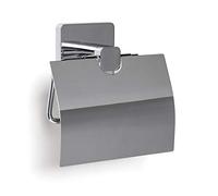 Tatay Porte-Rouleau Papier Toilette Kalo avec Couvercle, Fixation 3M | TATAY Porte-Rouleau Kalo | Couvercle Intégré | Zamak Chromé | Fixation Adhésive 3M | sans Perçage, 12,5 x 5 x 12,5 cm