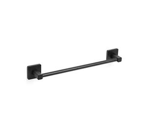 TATAY Porte-Serviette de Salle de Bain, Accessoires de Salle de Bain Nero, en Acier Inoxydable et Zamak, Double Système de Fixation avec Vis et Adhesif, Jusqu'à 10 kg, Noir 6 x 6,5 x 45 cm
