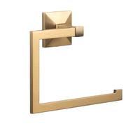 TATAY Porte Serviette Salle de Bain sans Perçage ou avec Vis | Kit Adhésif Glue&Fix Inclus (Jusqu’à 5 kg) et Vis | Acier Inoxydable | Design Moderne | 20 x 6,5 x 16 cm - Modèle Iconik - Or