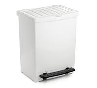TATAY Poubelle Cuisine avec Pédale 25L | Finition Mate | Intérieur et Extérieur | Pour Sacs de 30L | Plastique Résistant Sans BPA | 33,5x31x42 cm, Blanc
