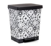 TATAY Poubelle Cuisine avec Pédale Cubik Deco 21 L, 33,5 x 30 x 39 cm | TATAY Poubelle Cuisine Pédale | pour Sacs 20 à 30 L | Plastique Résistant | 33,5 x 30 x 39 cm | Intérieur, Motif Hydraulique