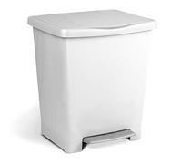 TATAY Poubelle Cuisine avec Pédale Millenium 21L | Finition Mate | Intérieur et Extérieur | Pour Sacs de 20 à 30L | Plastique Résistant Sans BPA | 33,5x30x39 cm, Blanc
