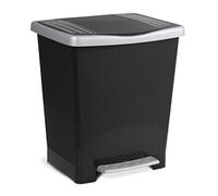 TATAY Poubelle Cuisine avec Pédale Millenium 21L | Finition Mate | Intérieur et Extérieur | Pour Sacs de 20 à 30L | Plastique Résistant Sans BPA | 33,5x30x39 cm, Noir