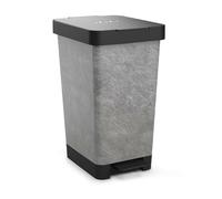 TATAY Poubelle Cuisine avec Pédale Smart Deco 25 L, Compact et Fonctionnel | TATAY Poubelle Cuisine Pédale | 26 x 36 x 47cm | Compatible Sacs 30 L | Plastique Résistant | Usage Intérieur/e, Effet Pierre