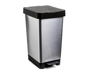 TATAY Poubelle Cuisine avec Pédale Smart Deco 25 L, Compact et Fonctionnel | TATAY Poubelle Cuisine Pédale | 26 x 36 x 47cm | Compatible Sacs 30 L | Plastique Résistant | Usage Intérieur, Gris Métallisé