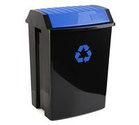 TATAY Poubelle de Recyclage avec Couvercle Basculant 50L | Usage Intérieur et Extérieur | Pour Sacs de 30 à 50L | Finition anti-UV | Plastique Résistant Sans BPA | 40,5x33,5x57,5 cm, Noir, Carton