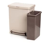TATAY Poubelle de Recyclage avec Pédale 25L | 2 Compartiments (17L + 8L) | Usage Intérieur et Extérieur | Pour Sacs de 30L | Plastique 100% Recyclé Sans BPA | 33,5x31x42 cm, Ecohome