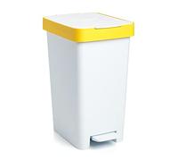 TATAY Poubelle Recyclage à Pédale Smart 25 L, Dimensions 26 x 36 x 47cm | TATAY Poubelle Smart à Pédale 25 L | Compatible Sacs 30 L | Sacs Compatibles 30 L | Recyclé sans BPA | Usage Quotidien, Blanc