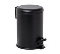 TATAY Poubelle Salle Bain 3L à Pédale | Ouverture Hygiénique sans Contact | Couvercle Soft-Close | Bac Intérieur Amovible pour un Nettoyage Facile | 17,5 x 22,5 x 25 cm - Modèle Nordic - Noir