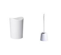 TATAY Poubelle Salle Bain et Brosse Toilettes WC | Poubelle Salle Bain Blanche avec Couvercle à Bascule | Capacité 6L | Brosse Toilettes WC Blanche | Ensemble Résistant et 100% Recyclable