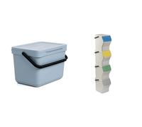 TATAY Poubelles de Cuisine Smart 6 L et Easy Waste 20 L, Set de 4 | TATAY Poubelles Cuisine | 1 Smart 6 L sans Support | Easy Waste 20 L, Set 4 | Design Modulaire | Recy s, Bleu et Blanc