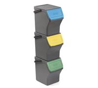 TATAY Poubelles de Recyclage Easy Waste 20 L, Set de 3, Capacité de 20 L | TATAY Poubelles de Recyclage Easy Waste | Set 3 Pièces | Set de 3 | Dimensions 35 x 27 x 36cm | Finition de Couleur, Gris