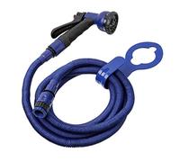 TATAY Tuyau d'arrosage Extensible Superflex de 7,5 m, léger, pistolet d'arrosage à 8 positions, connecteur universel, raccord de robinet femelle 3/4"-1/2" et support de robinet. Bleu