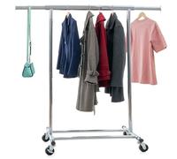 Tatkraft Danko - Portant à Vêtement Solide, Jusqu'à 100 kg, Acier Chromé | Penderie sur 4 Roues, Portant Vêtement Solide sur Roulettes, Pliable, Montage 1 Min, Barre Extensible 91-132x45x160 cm