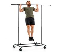 Tatkraft Derek - Portant à Vêtement Professionnel Solide sur Roulettes | Portant Vêtement Pliable, Jusqu’à 100kg, Extensible, Pliable et Réglable en hauteur 129-188x55x146-171cm, 1 min Montage, Noir