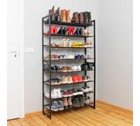 Tatkraft Giza Étagère à Chaussures, 8 Niveaux, 40 Paires, Charge 120 kg | Meuble à Chaussures, 163,5x92,5x30,7 cm, Porte-Chaussures en Métal, Empilable 8 ou 2x4 Étagères, Gain de Place, Noir