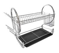 Tatkraft Helga, Égouttoir à Vaisselle en Acier Chromé pour 17 Assiettes et 6 Tasses, Égouttoir à Couverts Amovibles, Plateau d’égouttement, Bac à Vaisselles de Haute-Qualité Durable Anti-Rouille