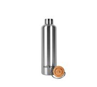 Tatonka Gourde en acier inoxydable Hot + Cold Stuff Bamboo Lid 1000 ml - Bouteille isotherme incassable avec couvercle en bambou - Passe au lave-vaisselle et sans BPA - 1 l