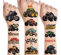 Tatouage Enfant Monster Truck,10 Feuilles Tatouage Ephemere Off-Road,Faux Tatouage pour Garçons Filles,Cadeau Anniversaire Enfants Invites décoration de fête Petit Cadeau Pinata