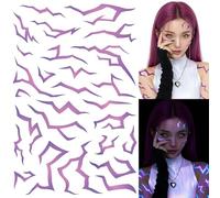 Tatouage Kpop Demon Hunter, Tatouage Kpop Demon Hunter éphémère, Faux Tatouage Autocollant Violet UV Glow, Tatouages Adhésifs Pour Le Visage Et Le Corps, Cosplay, Rave, Halloween (2)