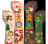 Tatouage Noel Enfant, 35 Feuilles 350+ Styles Mixtes, Lumineux Tatouage Ephemere Enfant Fille et Garcon, Tatouages Temporaire avec Père Noël Chaussette Sapin Traineau Renne Couronne Clochette etc