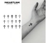 Tatouage semi-permanent avec la technologie révolutionnaire INKARTLINK, style K-pop coréen, toile d'araignée, tatouage temporaire de croix, tatouage botanique à la main, tatouage petit et faux étanche
