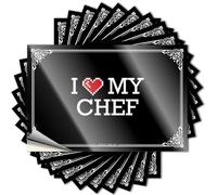 Tatouage vintage personnalisé - I Love My Chef - Amovible - Facile à décoller pour printemps - 8 x 12 cm
