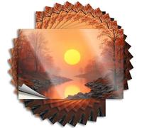 Tatouages durables pour adolescents | Réflexions du coucher de soleil dans la forêt automnale moitié autocollant pour diatomées DIY (6 x 9 cm)