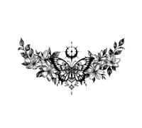 Tatouages Éphémères À Motifs Floraux Et Papillons, Imperméables Et Longue Durée, Pour La Poitrine Et Le Dos (Femme).