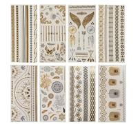 Tatouages éphémères - Brillants Motifs variés - 8 planches 21x10 cm - Pour événements fêtes usage quotidien