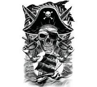 tatouages éphémères crâne pirate rebellion 14x30cm - générique 15764 Noir G