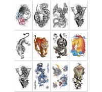 Tatouages Éphémères Imperméables À Motif Animal Pour Demi-Manches, Tatouages Totems, Autocollants Temporaires Pour Mollets Et Bras. 19x12cm A143