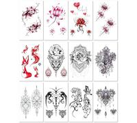 Tatouages Éphémères Imperméables À Motif Animal Pour Demi-Manches, Tatouages Totems, Autocollants Temporaires Pour Mollets Et Bras. 19x12cm A144
