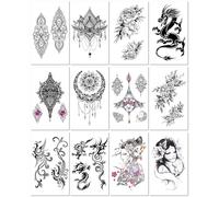 Tatouages Éphémères Imperméables À Motif Animal Pour Demi-Manches, Tatouages Totems, Autocollants Temporaires Pour Mollets Et Bras. 19x12cm A142