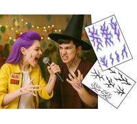 Tatouages éphémères K-Pop Style Tribal - Es-tu le gardien ou le démon ? 2 planches A5 de Marquages Fantaisie Noir & Violet pour Cosplay, Festivals & Halloween