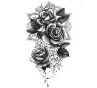 TATOUAGES ÉPHÉMÈRES MANDALA ROSES 14X30CM
