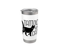 Tatouages et chats Tatouage Chat Amoureux Mignon Drôle Tatouage Chaton Gobelet isotherme en acier inoxydable double paroi