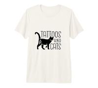 Tatouages et Chats Tatouage Chat Amoureux Mignon Drôle Tatouage Chaton T-Shirt Haut de Gamme