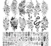 Tatouages temporaires, 64 feuilles, motifs floraux et autres designs pour femmes et filles, résistants à l'eau, longue durée