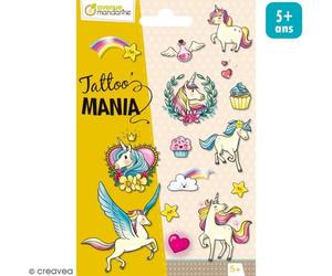 Tatouages temporaires - AVENUE MANDARINE - Licornes - 15 motifs - Testés dermatologiquement - Pour enfants