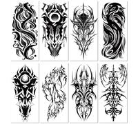 Tatouages Temporaires Demi-Bras, Motifs Totems Animaux Couvrant Tout Le Bras, En Noir Et Blanc, Résistants À L'Eau Et Réalistes. 190 * 95MM