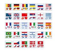 Tatouages Temporaires en Papier Transfert Drapeaux du Monde 116 Pièces | Motif Patriotique, Usage pour Bras et Corps, Adaptés aux Occasions Spéciales et Événements Sportifs