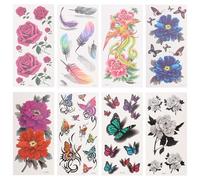 Tatouages Temporaires Femmes Fleurs Roses et Pivoines, 8 Feuilles | Papier Transfert, 8 Feuilles, Motifs Fleurs et Couleurs, pour Femmes, Couvre Cicatrices, Décor Temporaire