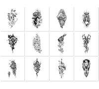 Tatouages Temporaires Floraux Pour Tout Le Bras, Motifs Pour La Moitié Du Bras, Unisexes, Avant-Bras, Imprimés Animaliers, Lion, Noir Et Blanc. 210 * 114mm A109